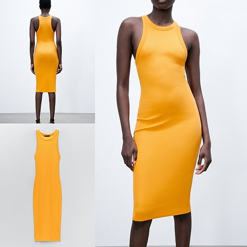💘🆕️Zara S Orange Ribbed Tank Dress